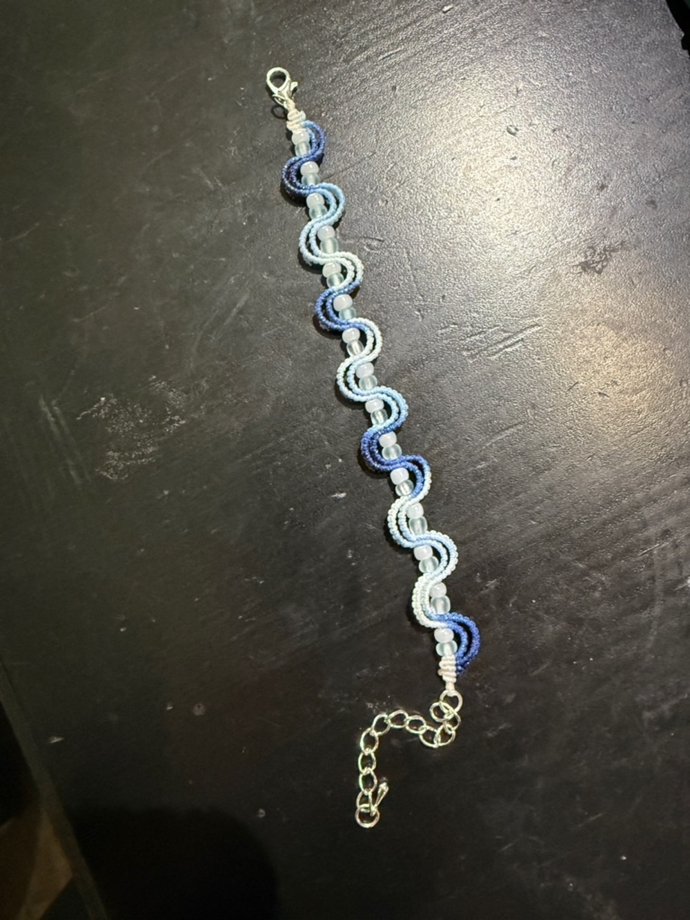 Handmade Blue Wavy Beaded Bracelet